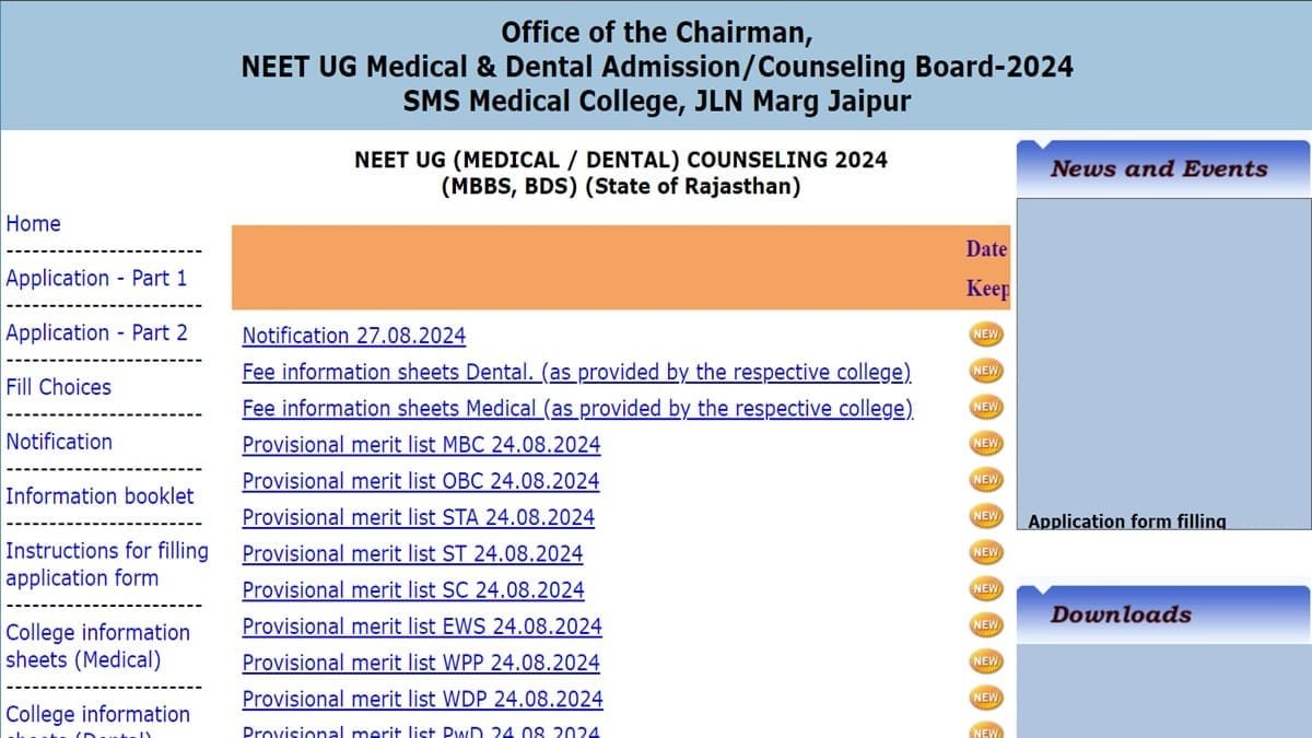 Rajasthan NEET UG 2024 Counselling